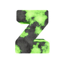 uranium text effect letter Z. 3d render png