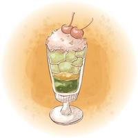 acuarela matcha bebidas heladas verano frío postre bebidas gráficos 09 vector