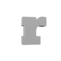 wireframe text effect letter r. 3d render png