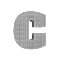 wireframe text effect letter C. 3d render png