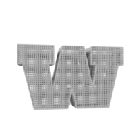 efecto de texto de estructura metálica letra w. renderizado 3d png
