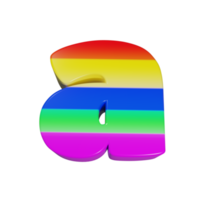 rainbow text effect letter a 3d render png