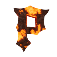 efecto de texto de lava letra p. renderizado 3d png