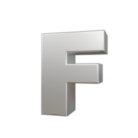 steel text effect letter F. 3d render png