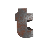 iron rusty text effect letter t. 3d render png