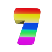 rainbow text effect number 7. 3d render png