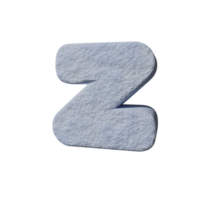 efeito de texto de neve letra z. renderização 3D png