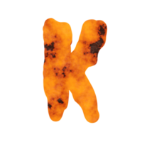 lava text effect letter K. 3d render png