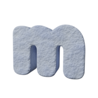 efecto de texto de nieve letra m. renderizado 3d png