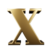 luxury text effect letter X. 3d render png