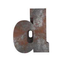 iron rusty text effect letter d. 3d render png