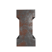 iron rusty text effect letter I. 3d render png