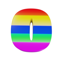 arcobaleno testo effetto numero 0. 3d rendere png