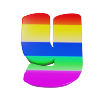 rainbow text effect letter y. 3d render png