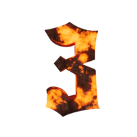 efecto de texto de lava número 3. render 3d png