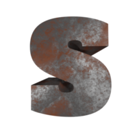 iron rusty text effect letter S. 3d render png