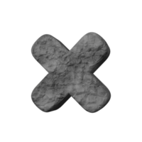 lettre d'effet de texte en pierre x. rendu 3D png