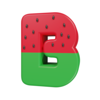 vattenmelon text effekt brev b. 3d framställa png