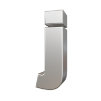 steel text effect letter j. 3d render png