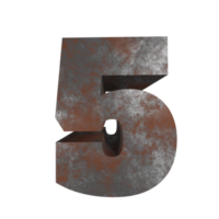 iron rusty text effect number 5. 3d render png