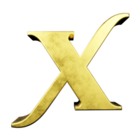 guld text effekt brev x. 3d framställa png