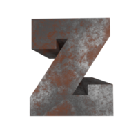 lettre d'effet de texte rouillé de fer z. rendu 3D png