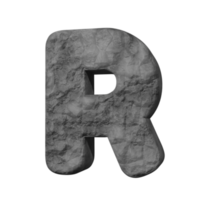 efecto de texto de piedra letra r. renderizado 3d png