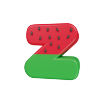 watemelon text effect letter z. 3d render png