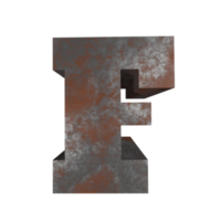 iron rusty text effect letter F. 3d render png