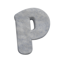 snow text effect letter p. 3d render png