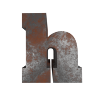 ferro arrugginito testo effetto lettera h. 3d rendere png