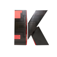 sci-fi text effect letter K. 3d render png