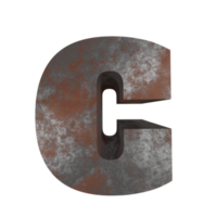 ferro arrugginito testo effetto lettera c. 3d rendere png