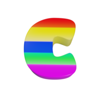 arcobaleno testo effetto lettera c. 3d rendere png