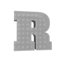 efecto de texto de estructura metálica letra r. renderizado 3d png