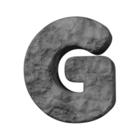 efecto de texto de piedra letra g. renderizado 3d png
