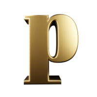 luxury text effect letter P. 3d render png