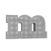 efecto de texto de estructura alámbrica letra m. renderizado 3d png