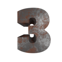 effet de texte rouillé de fer numéro 3. rendu 3d png