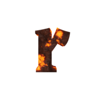 lava text effect letter r. 3d render png