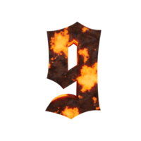 lava tekst effect aantal 9. 3d geven png