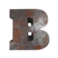 ferro enferrujado efeito de texto letra b. renderização 3D png