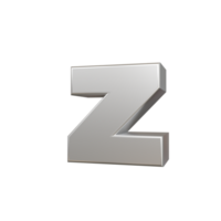 efecto de texto de acero letra z. renderizado 3d png