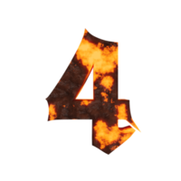 efecto de texto de lava número 4. render 3d png