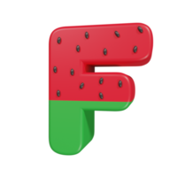 Wassermelone Texteffekt Buchstabe f. 3D-Rendering png