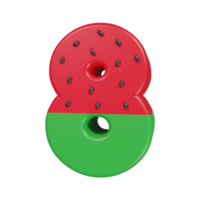 Wassermelonen-Texteffekt Nummer 8. 3D-Rendering png