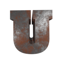 iron rusty text effect letter U. 3d render png