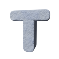 efecto de texto de nieve letra t. renderizado 3d png