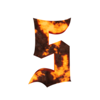 effet de texte de lave numéro 5. rendu 3d png