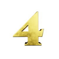 gold text effect number 4. 3d render png